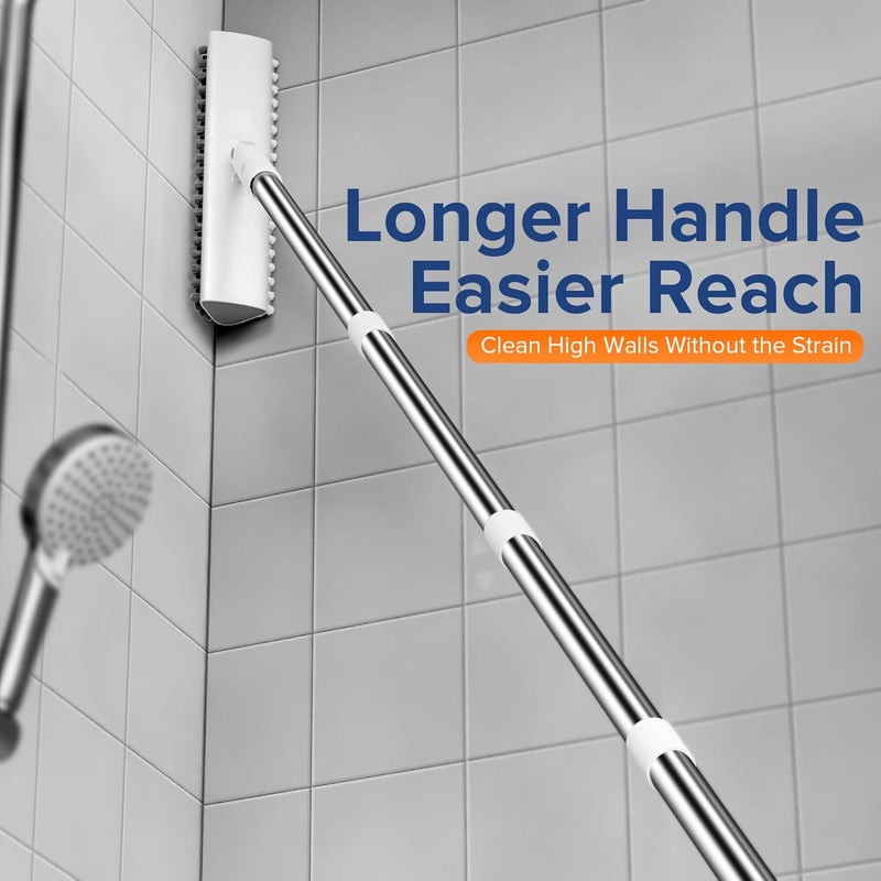 TidyTale Floor Scrub Brush with Long Handle, Heavy Duty Hard Bristle Tile Scrubber for Cleaning Shower, Wood Floors, Concrete, and Garage – Stiff Bristle Floor Brush - Image 4